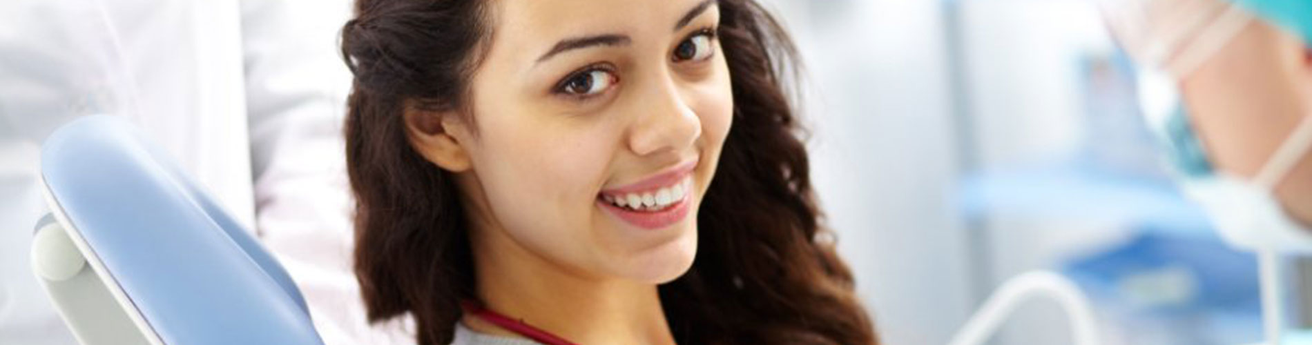 Happy patient on a dental clinic